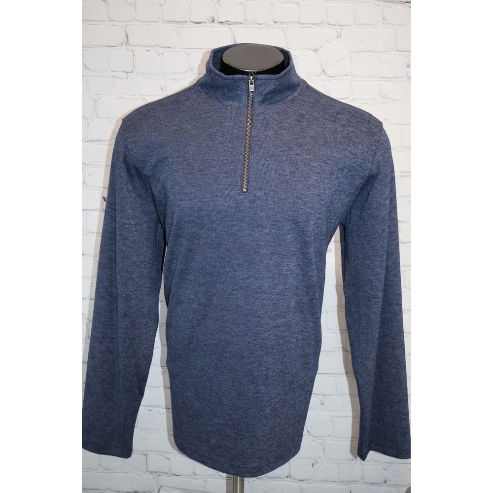Gap 1/4 Zip Sweater Mens Large Blue Heathered Pullover Polyester Rayon Blend NEW